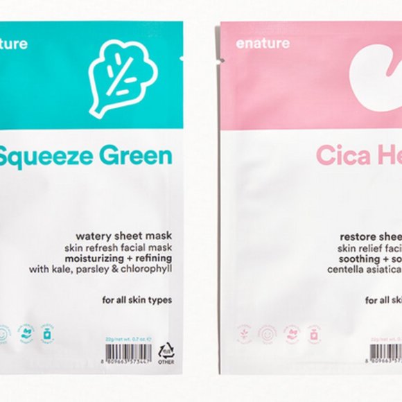 ENATURE Cica Herb Restore and Squeeze Green Watery Sheet Mask Duo - Picture 2 of 6